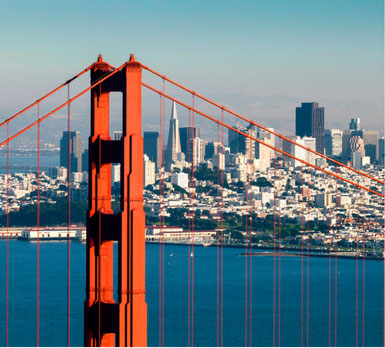 Golden Gate Bridge with San Francisco skyline behind