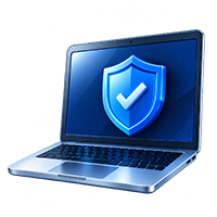 Standalone Security Service icon showing laptop with shield checkmark