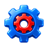 System Health icon showing blue gear with red center