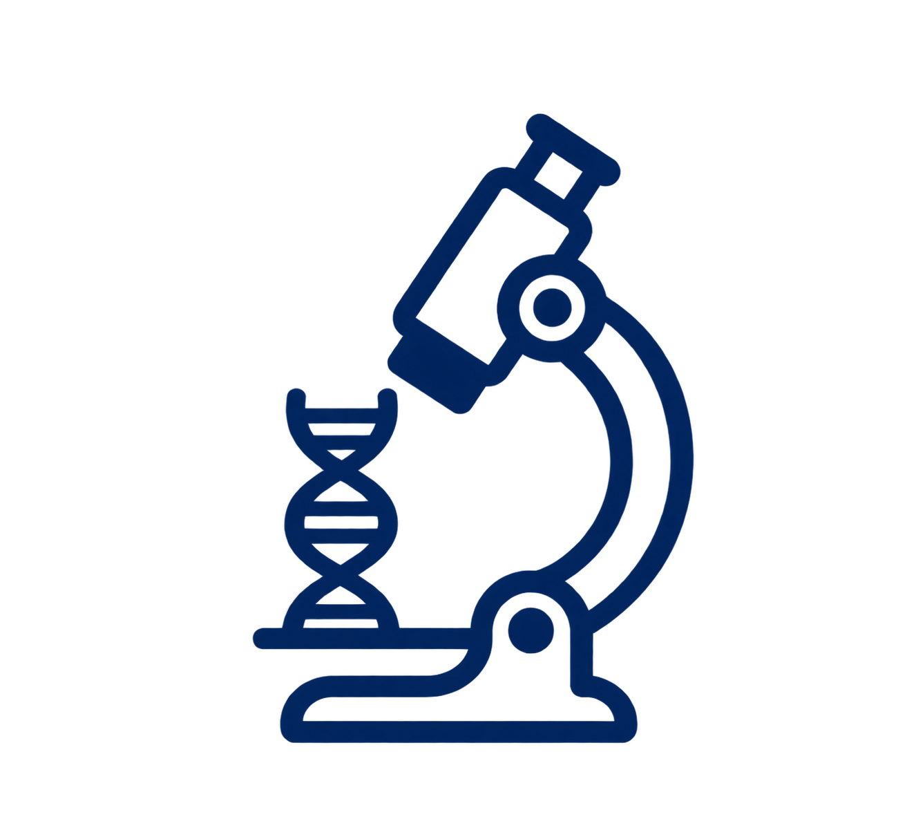 Outline icon of a microscope with a DNA strand