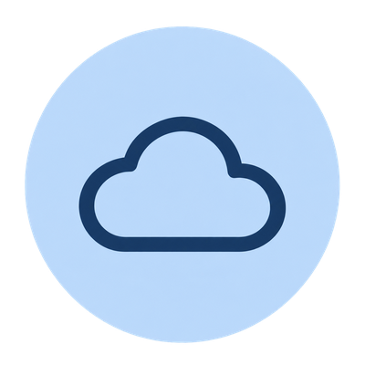 Blue circle icon of a cloud outline