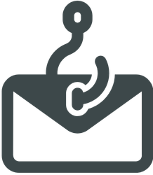 Envelope with fishing hook icon for phishing